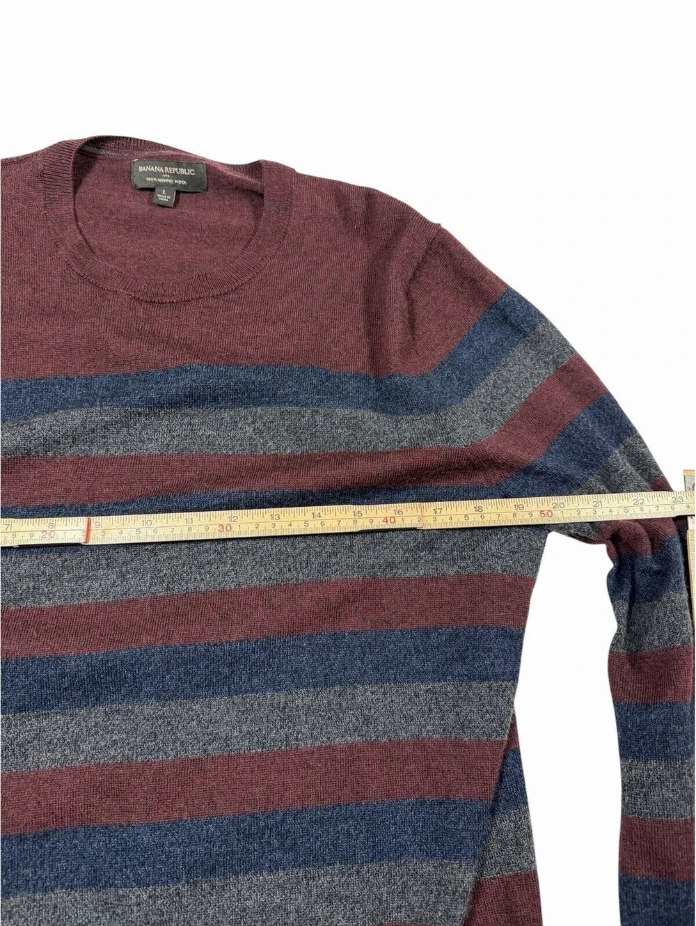 Banana Republic Men’s 100% Merino Wool Striped Crew Neck Sweater Size Large